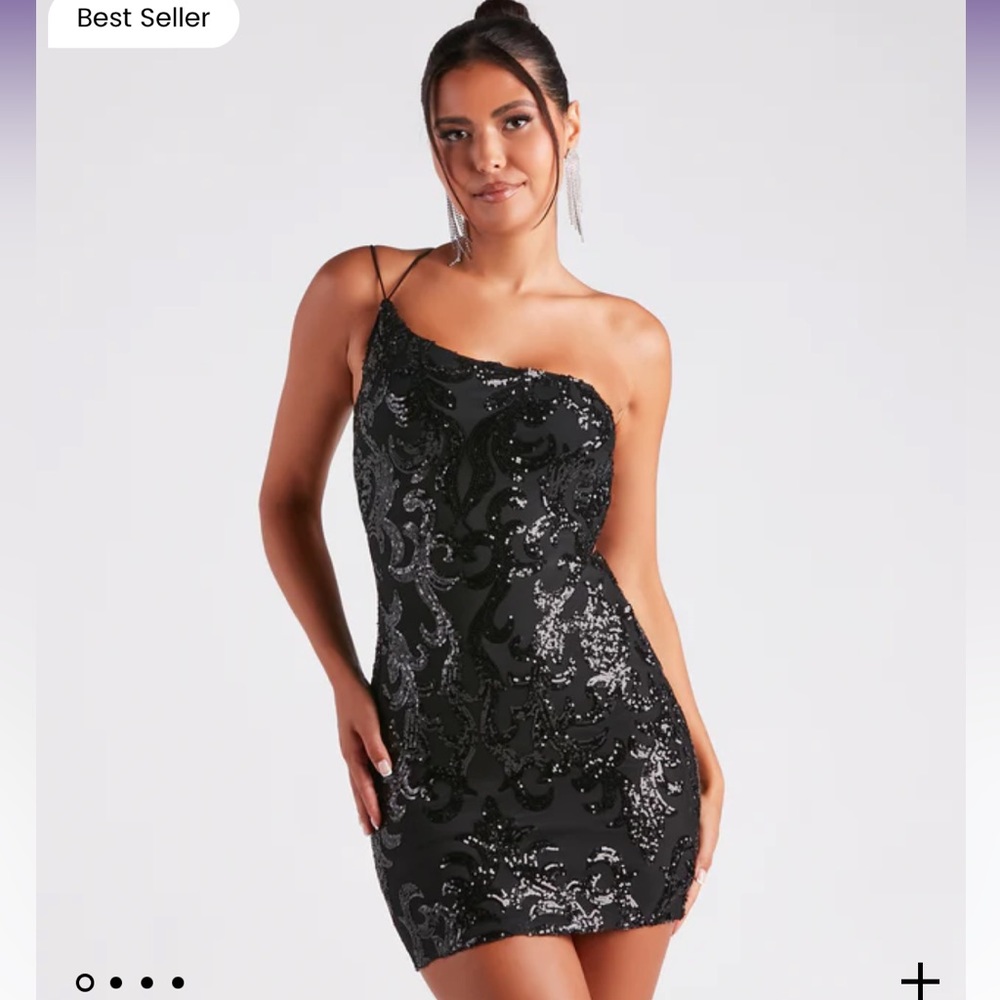 Kai Formal One-Shoulder Sequin Short Dress